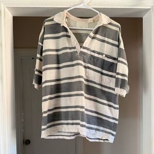 Vintage stripe gray and white polo shirt size M